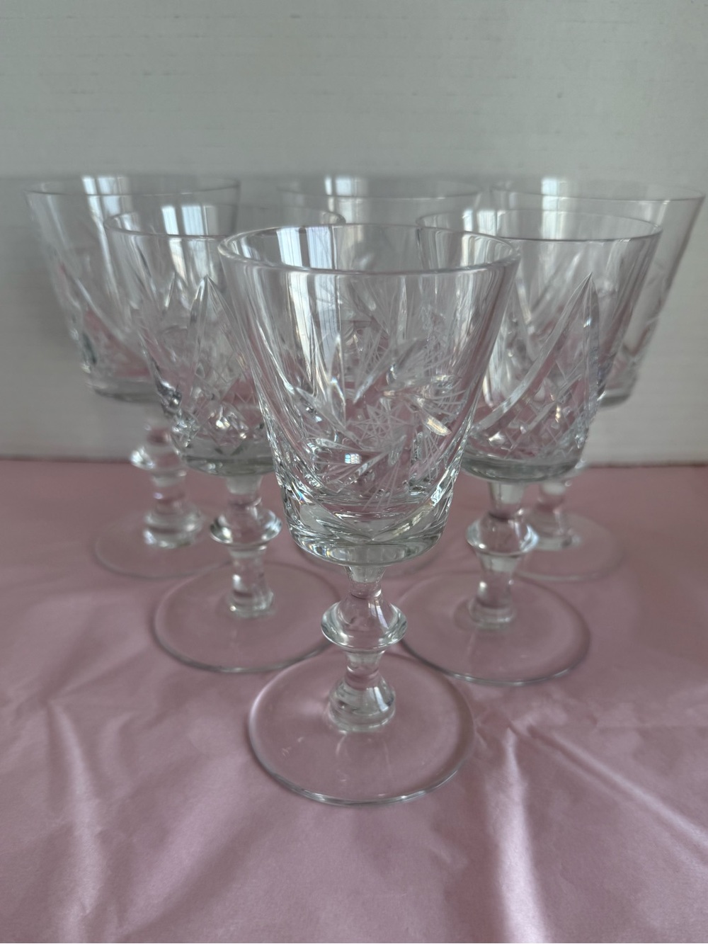 Csopak by Ajka Pinwheel and Fan Design Crystal Claret Wine Glasses Set of 6